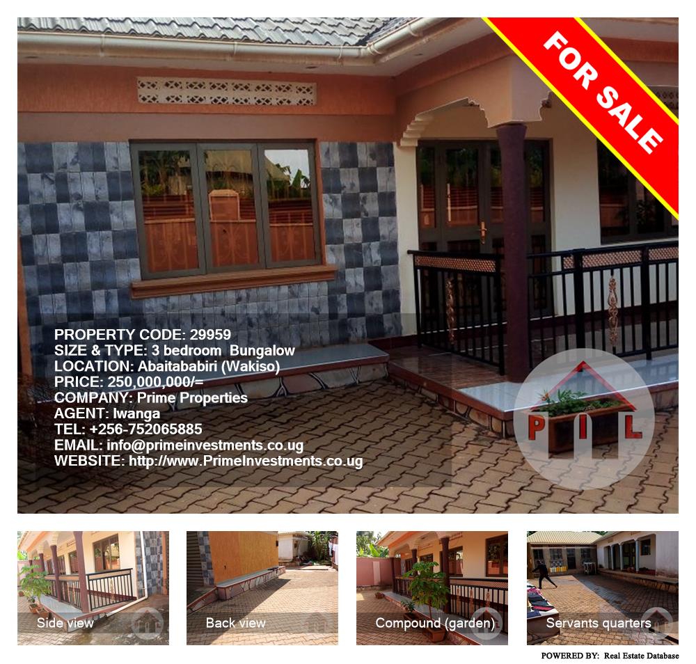 3 bedroom Bungalow  for sale in AbayitaAbabiri Wakiso Uganda, code: 29959