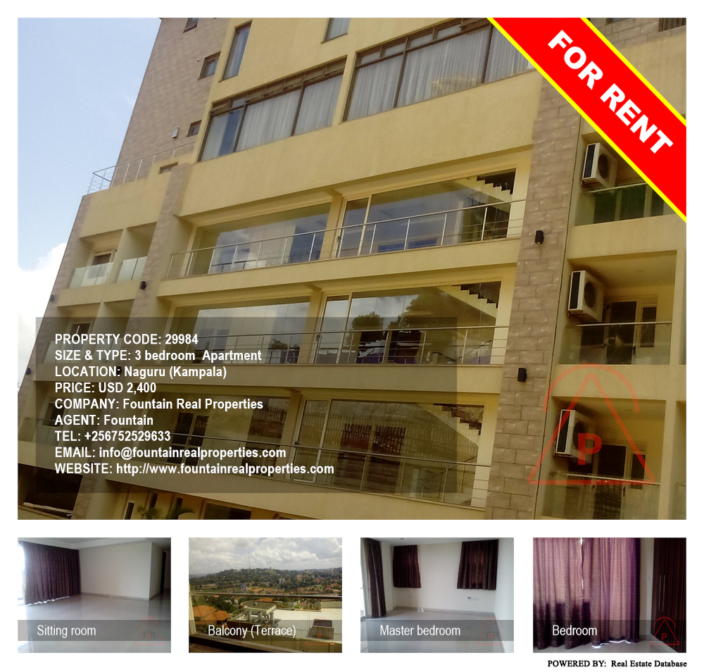 3 bedroom Apartment  for rent in Naguru Kampala Uganda, code: 29984