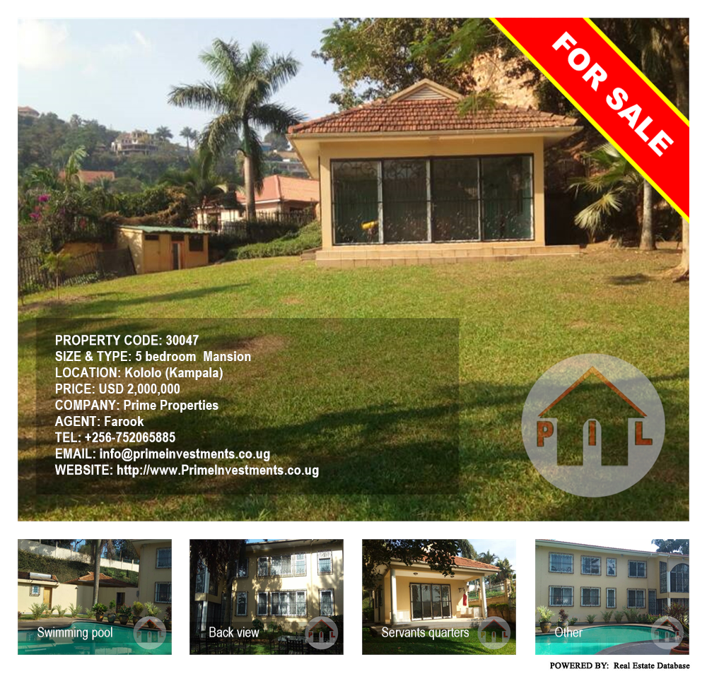 5 bedroom Mansion  for sale in Kololo Kampala Uganda, code: 30047