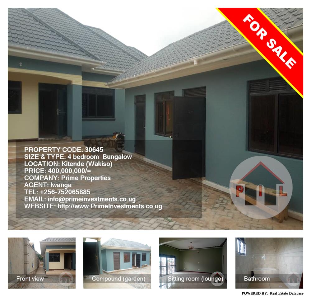 4 bedroom Bungalow  for sale in Kitende Wakiso Uganda, code: 30645