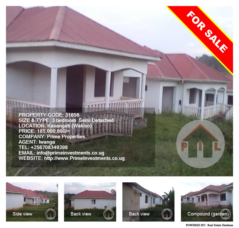 3 bedroom Semi Detached  for sale in Kasangati Wakiso Uganda, code: 31656