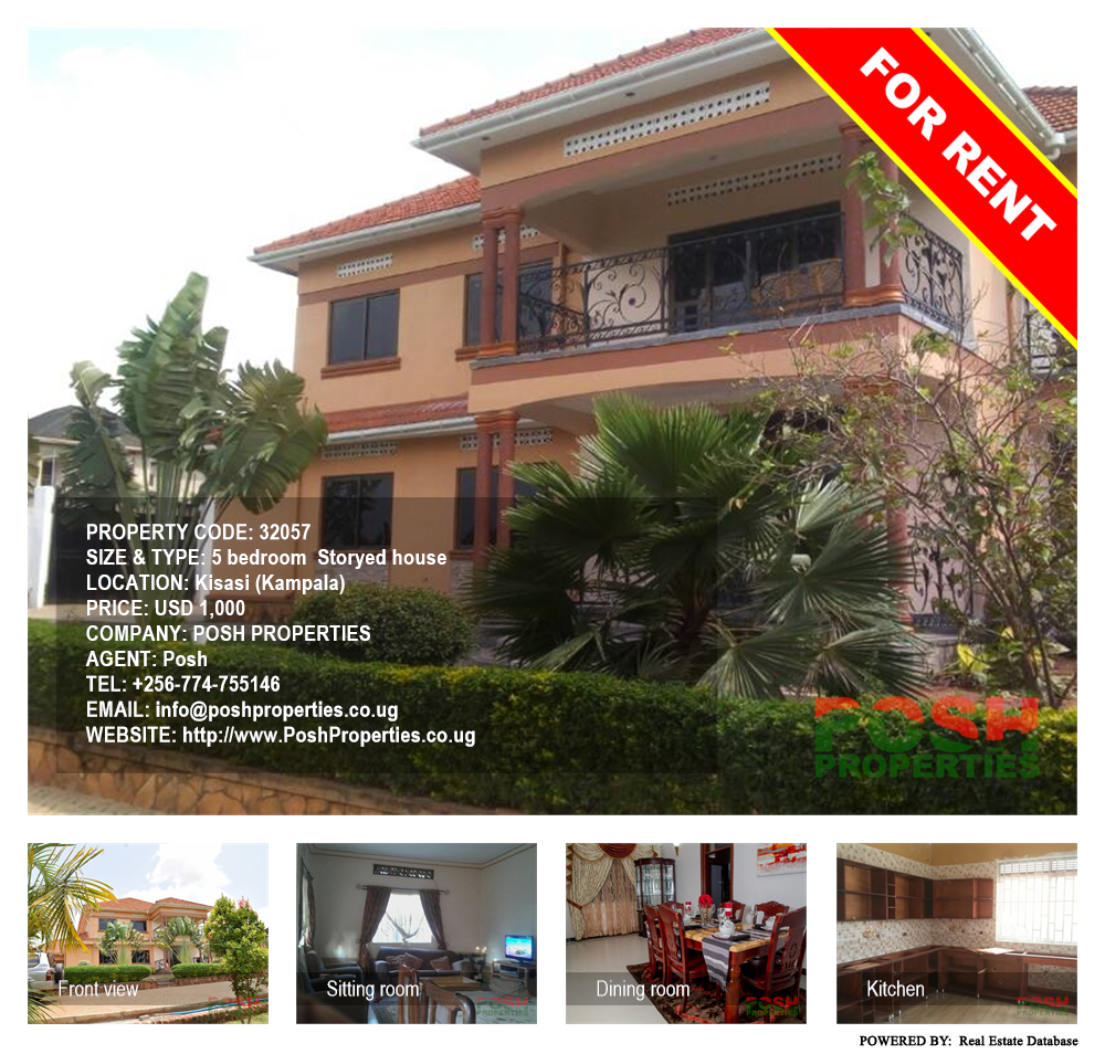 5 bedroom Storeyed house  for rent in Kisaasi Kampala Uganda, code: 32057