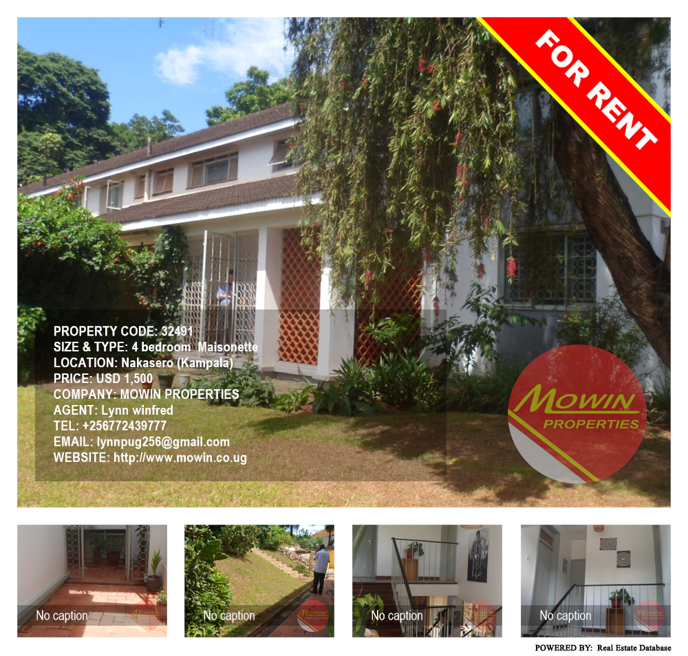 4 bedroom Maisonette  for rent in Nakasero Kampala Uganda, code: 32491