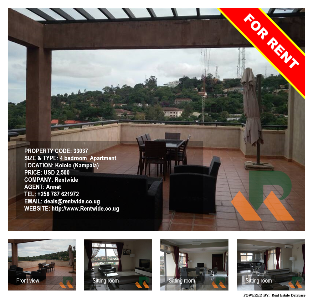 4 bedroom Apartment  for rent in Kololo Kampala Uganda, code: 33037