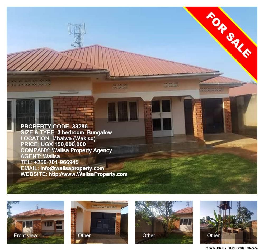 3 bedroom Bungalow  for sale in Mbalwa Wakiso Uganda, code: 33286