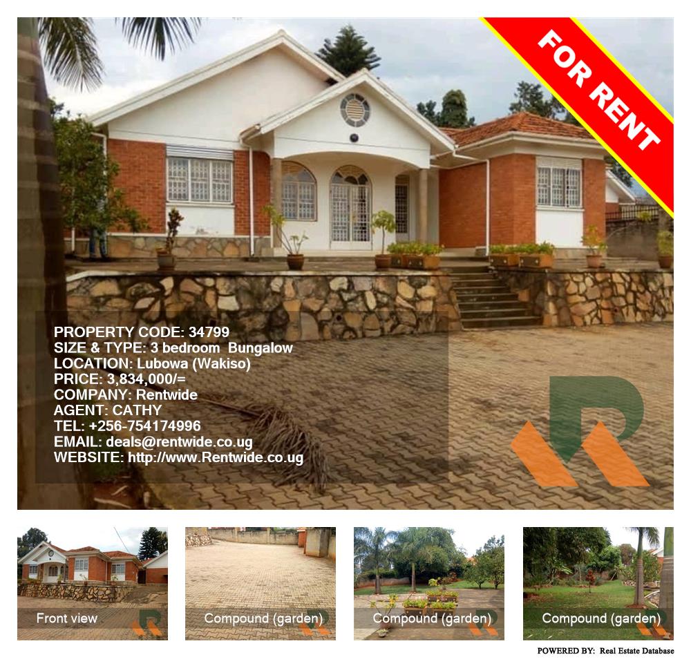 3 bedroom Bungalow  for rent in Lubowa Wakiso Uganda, code: 34799