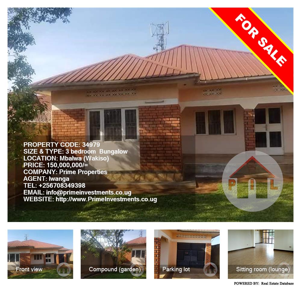 3 bedroom Bungalow  for sale in Mbalwa Wakiso Uganda, code: 34979