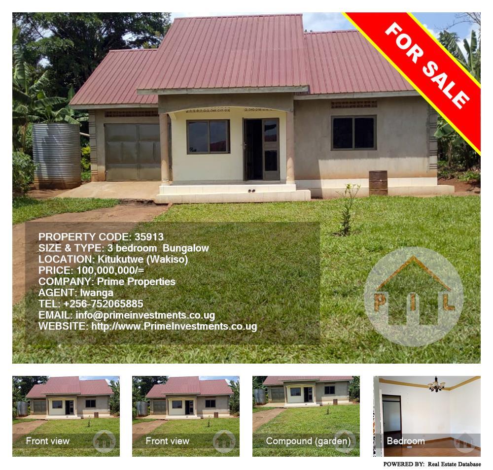 3 bedroom Bungalow  for sale in Kitukutwe Wakiso Uganda, code: 35913