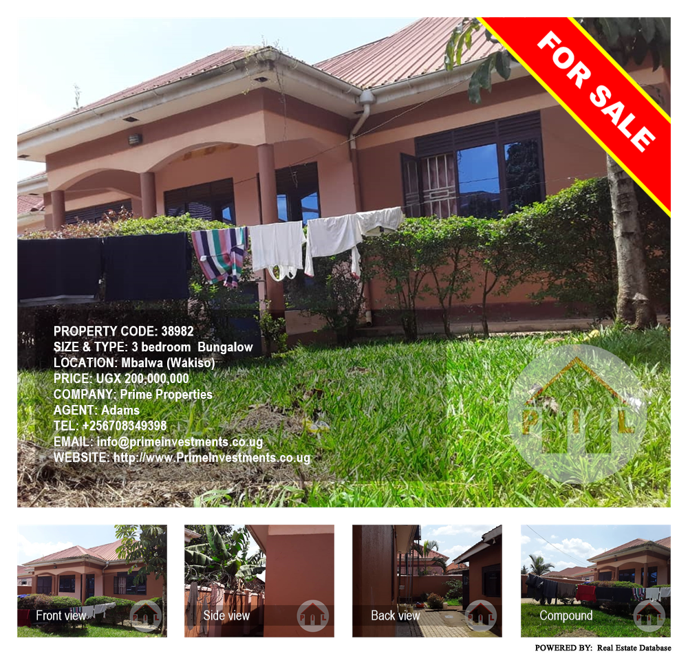 3 bedroom Bungalow  for sale in Mbalwa Wakiso Uganda, code: 38982