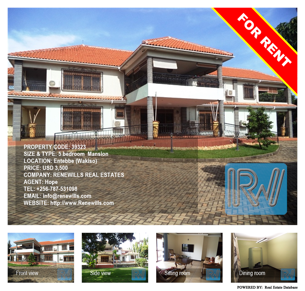 5 bedroom Mansion  for rent in Entebbe Wakiso Uganda, code: 39323