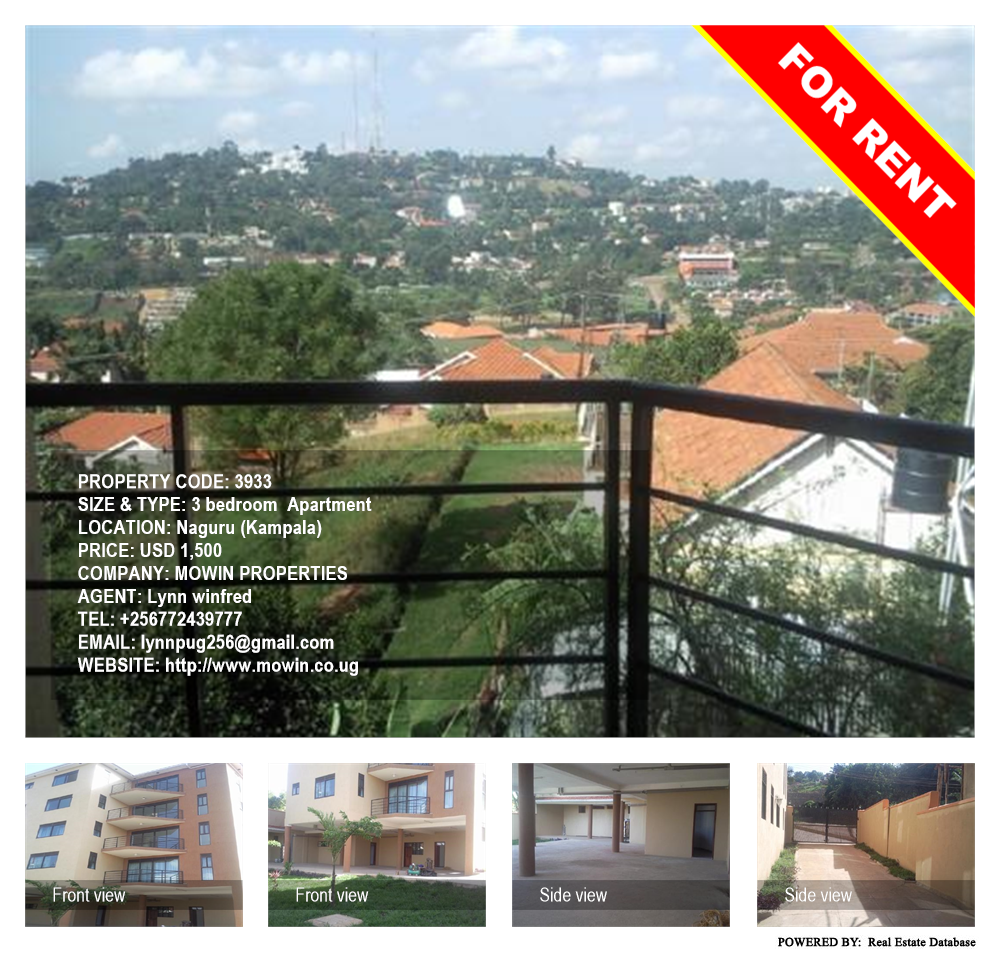 3 bedroom Apartment  for rent in Naguru Kampala Uganda, code: 3933