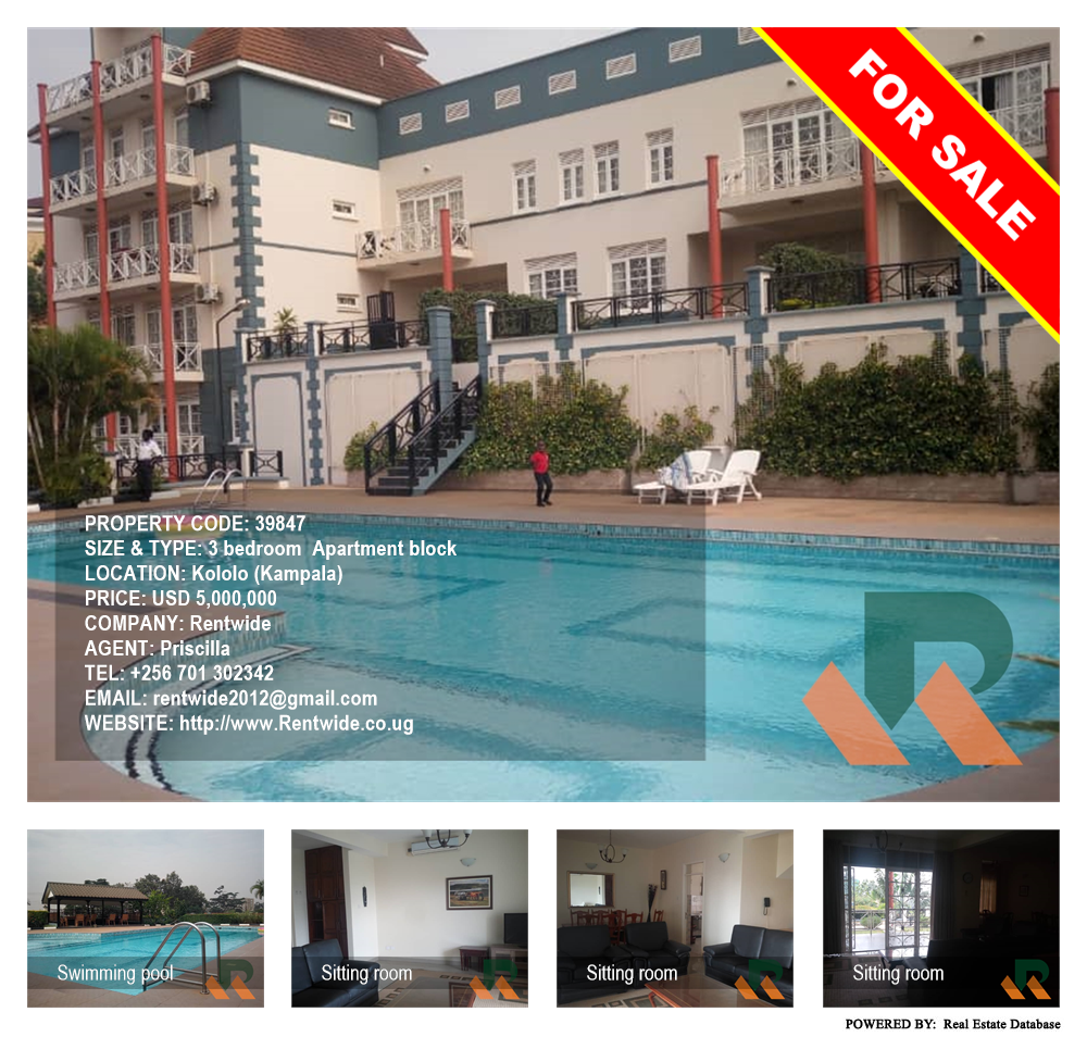 3 bedroom Apartment block  for sale in Kololo Kampala Uganda, code: 39847