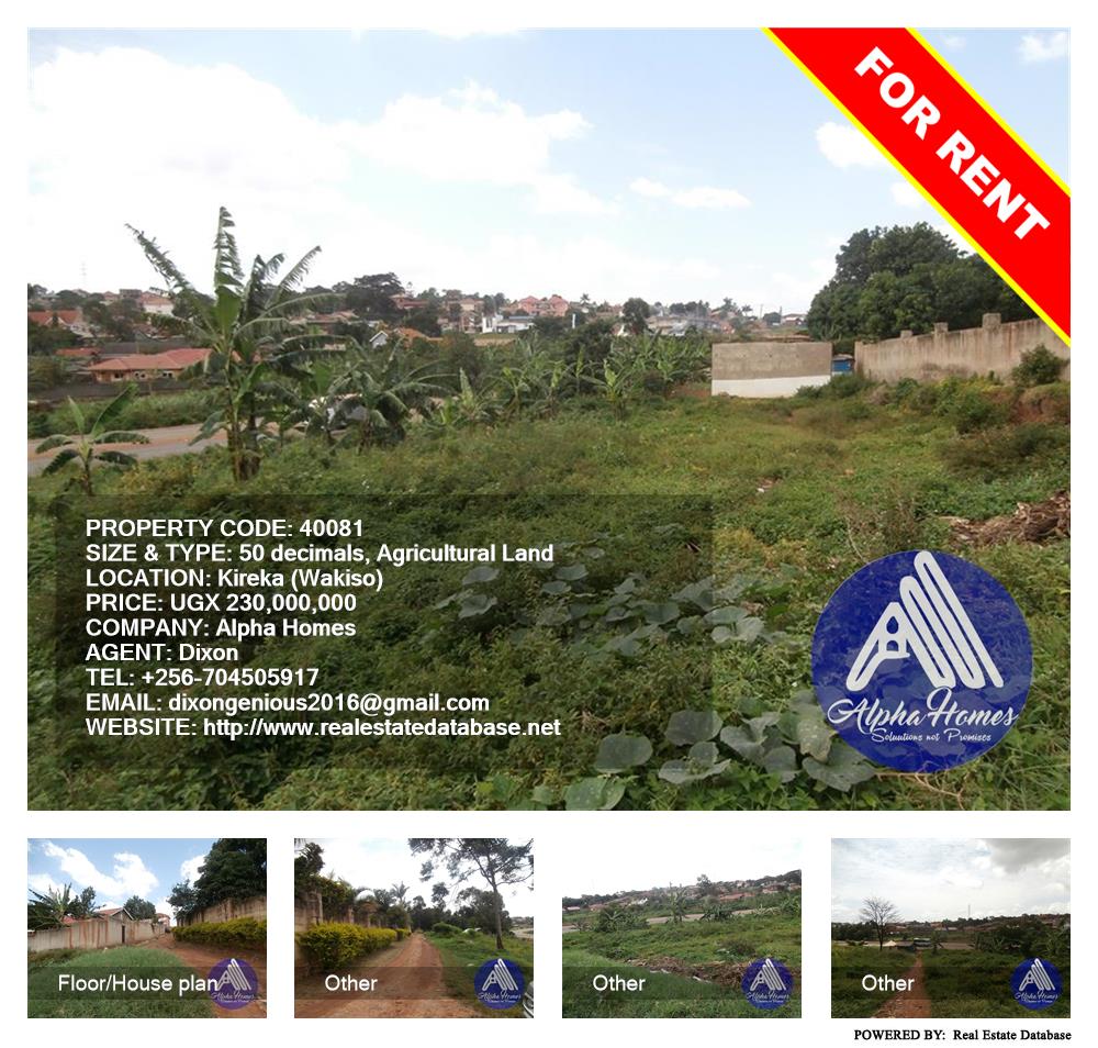 Agricultural Land  for rent in Kireka Wakiso Uganda, code: 40081