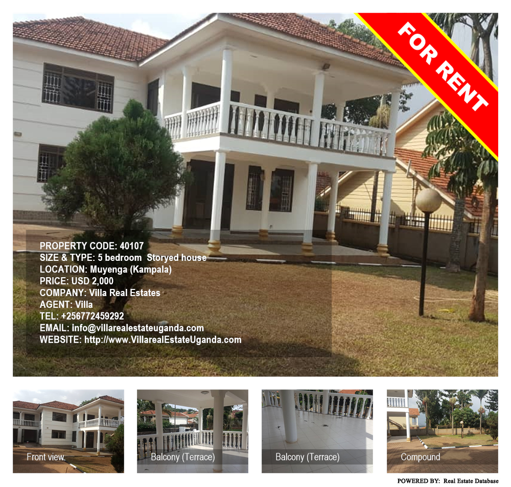 5 bedroom Storeyed house  for rent in Muyenga Kampala Uganda, code: 40107