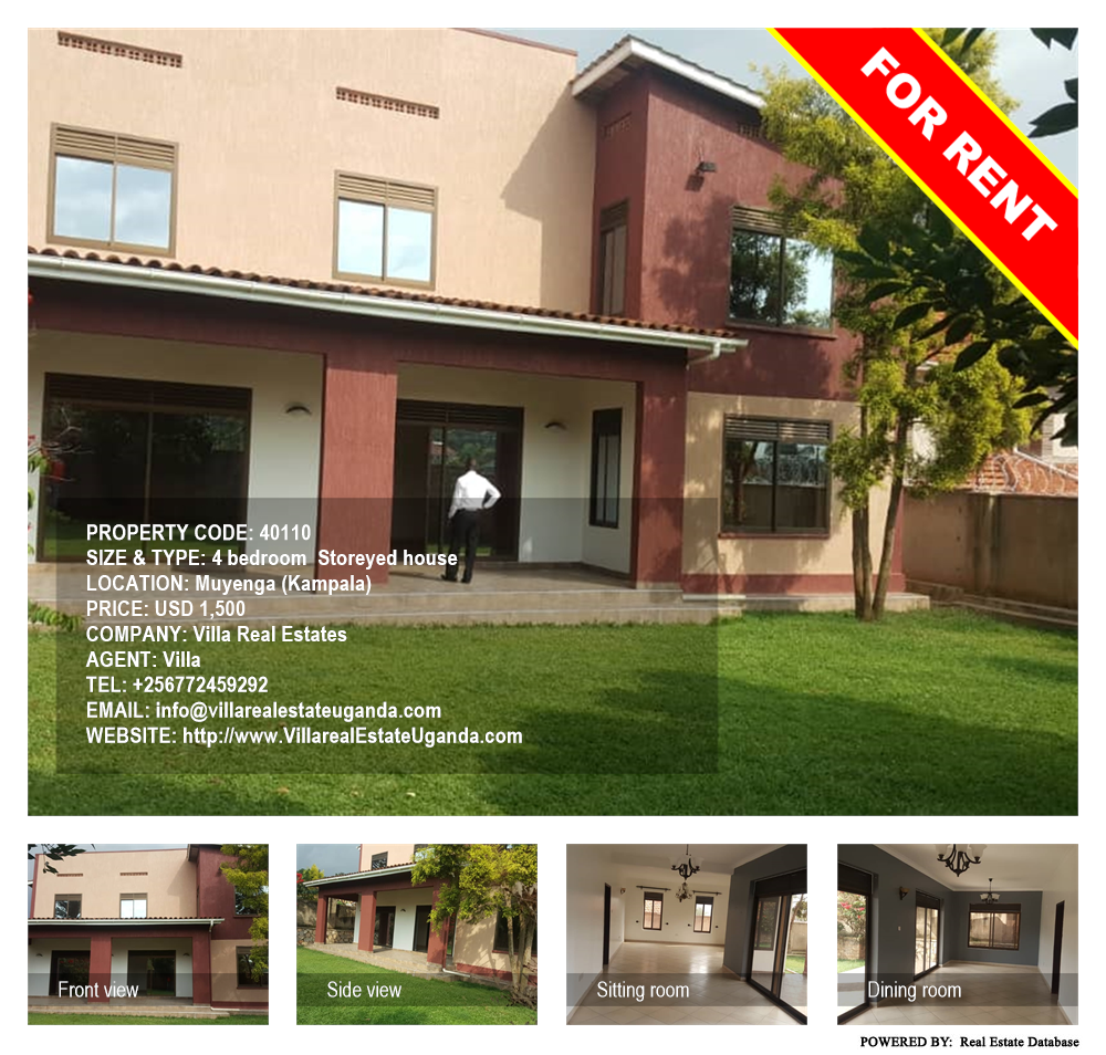 4 bedroom Storeyed house  for rent in Muyenga Kampala Uganda, code: 40110