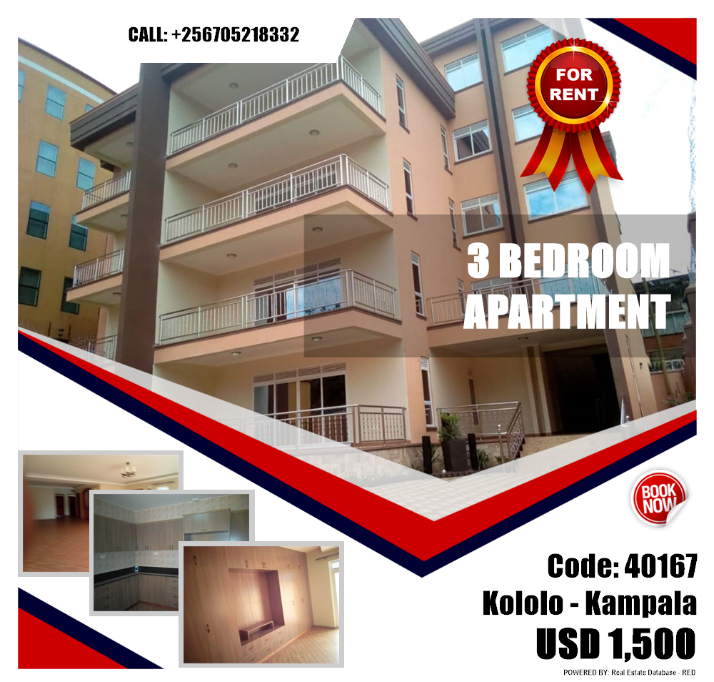 3 bedroom Apartment  for rent in Kololo Kampala Uganda, code: 40167