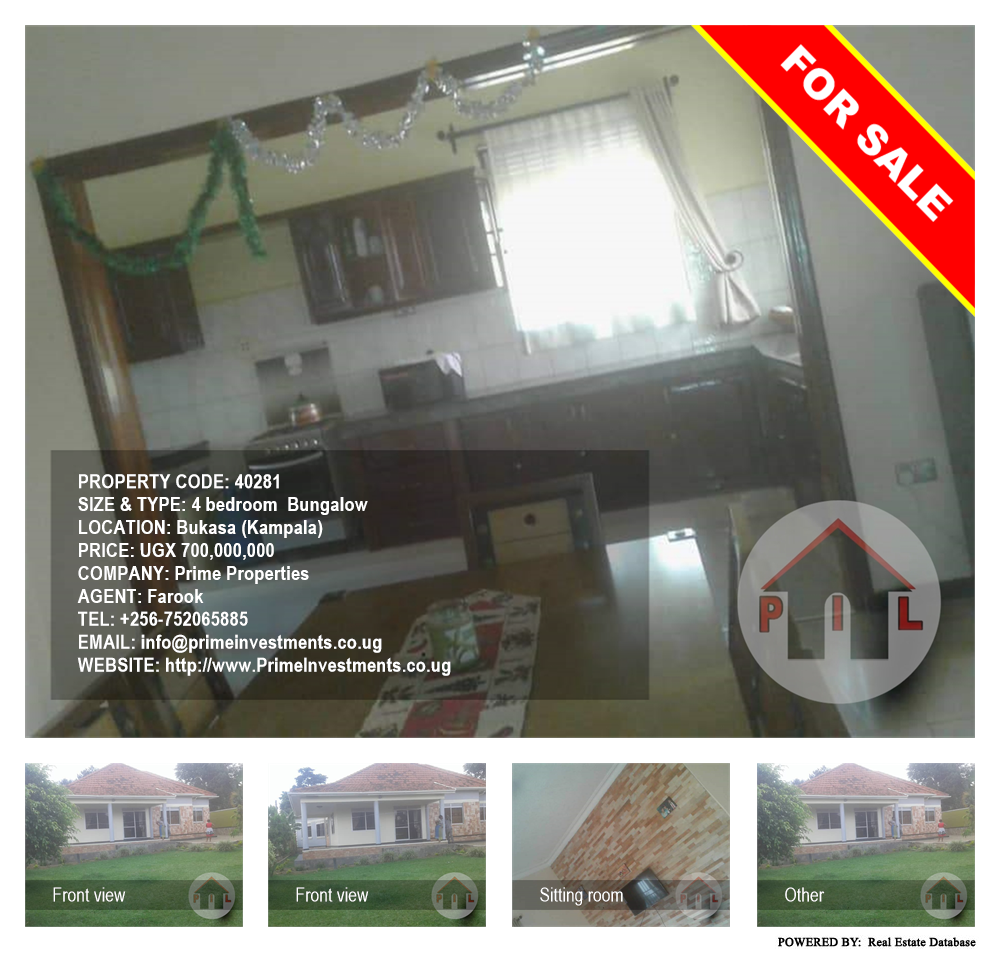 4 bedroom Bungalow  for sale in Bukasa Kampala Uganda, code: 40281