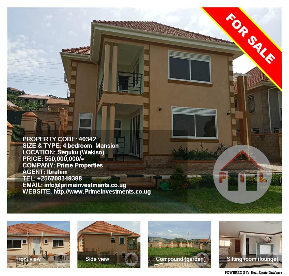 4 bedroom Mansion  for sale in Seguku Wakiso Uganda, code: 40342