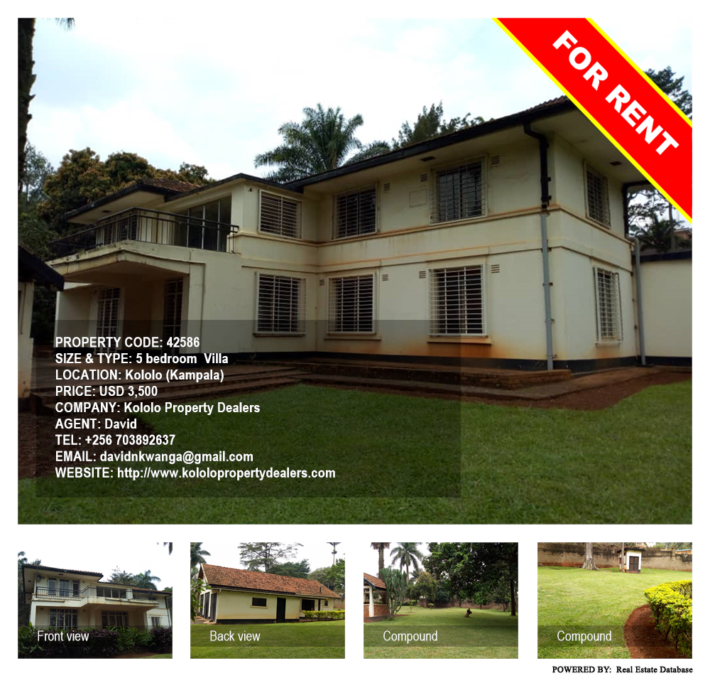 5 bedroom Villa  for rent in Kololo Kampala Uganda, code: 42586