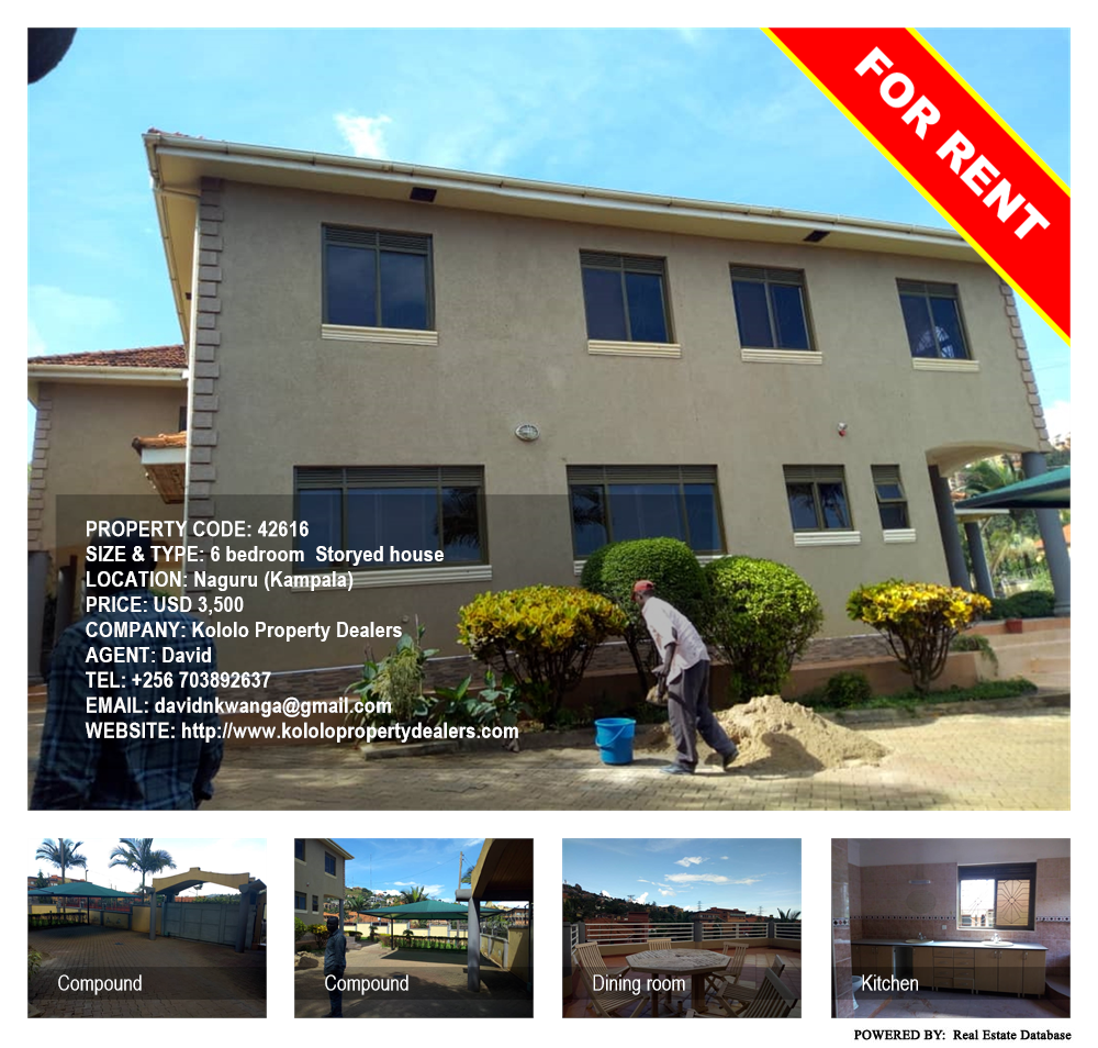 6 bedroom Storeyed house  for rent in Naguru Kampala Uganda, code: 42616