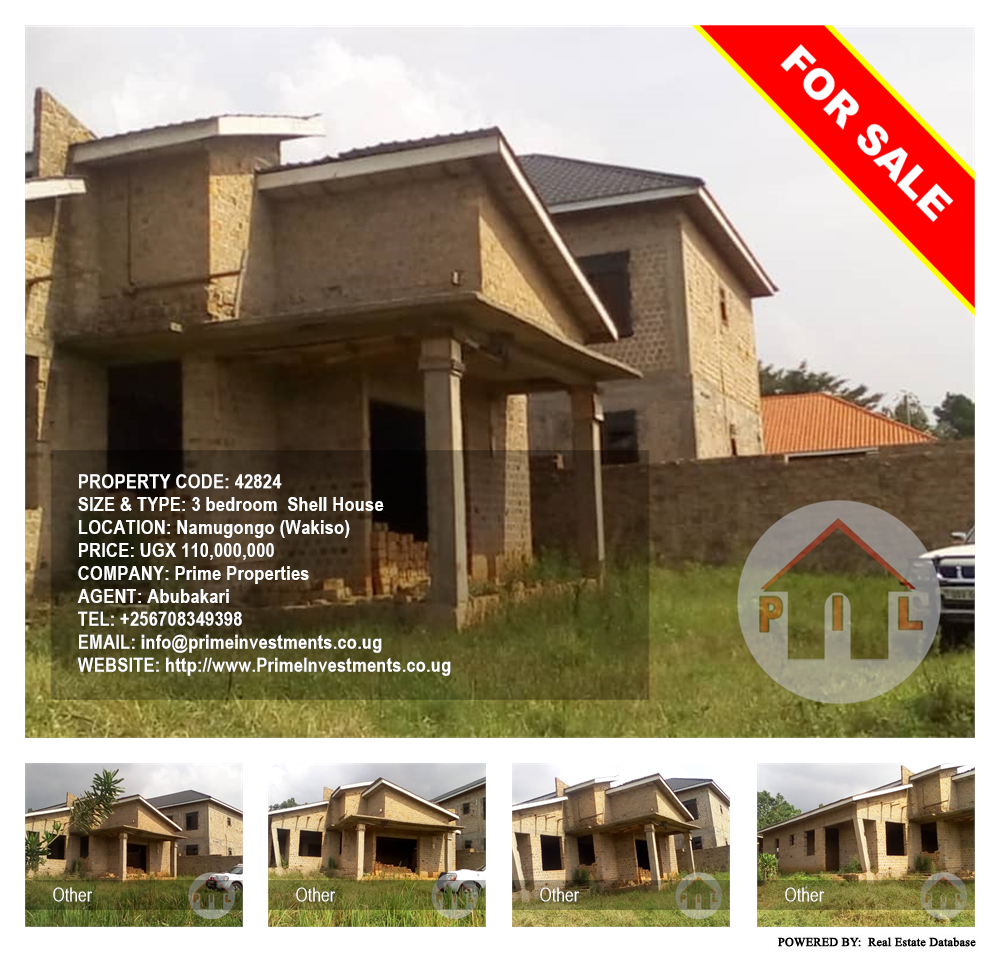3 bedroom Shell House  for sale in Namugongo Wakiso Uganda, code: 42824