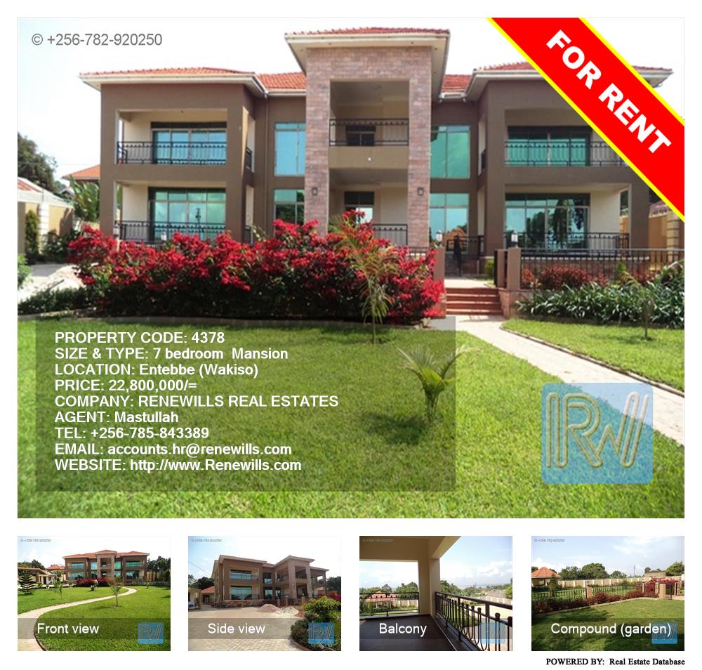 7 bedroom Mansion  for rent in Entebbe Wakiso Uganda, code: 4378