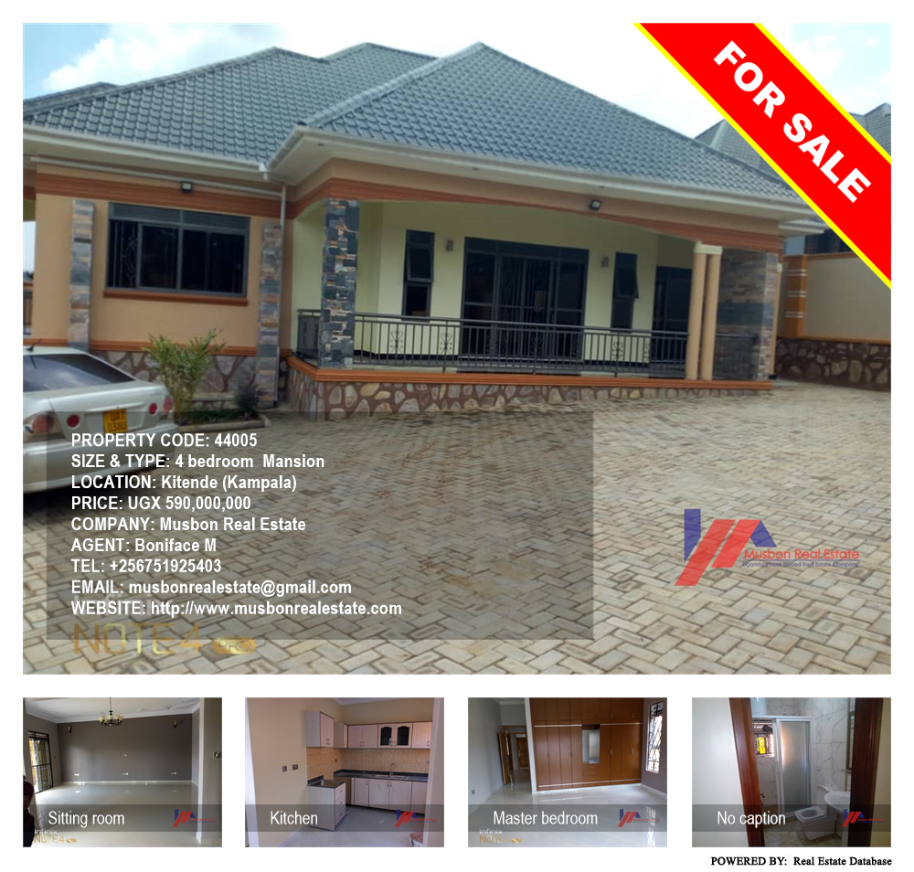 4 bedroom Mansion  for sale in Kitende Kampala Uganda, code: 44005