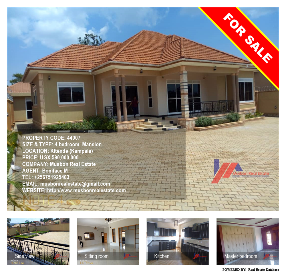 4 bedroom Mansion  for sale in Kitende Kampala Uganda, code: 44007