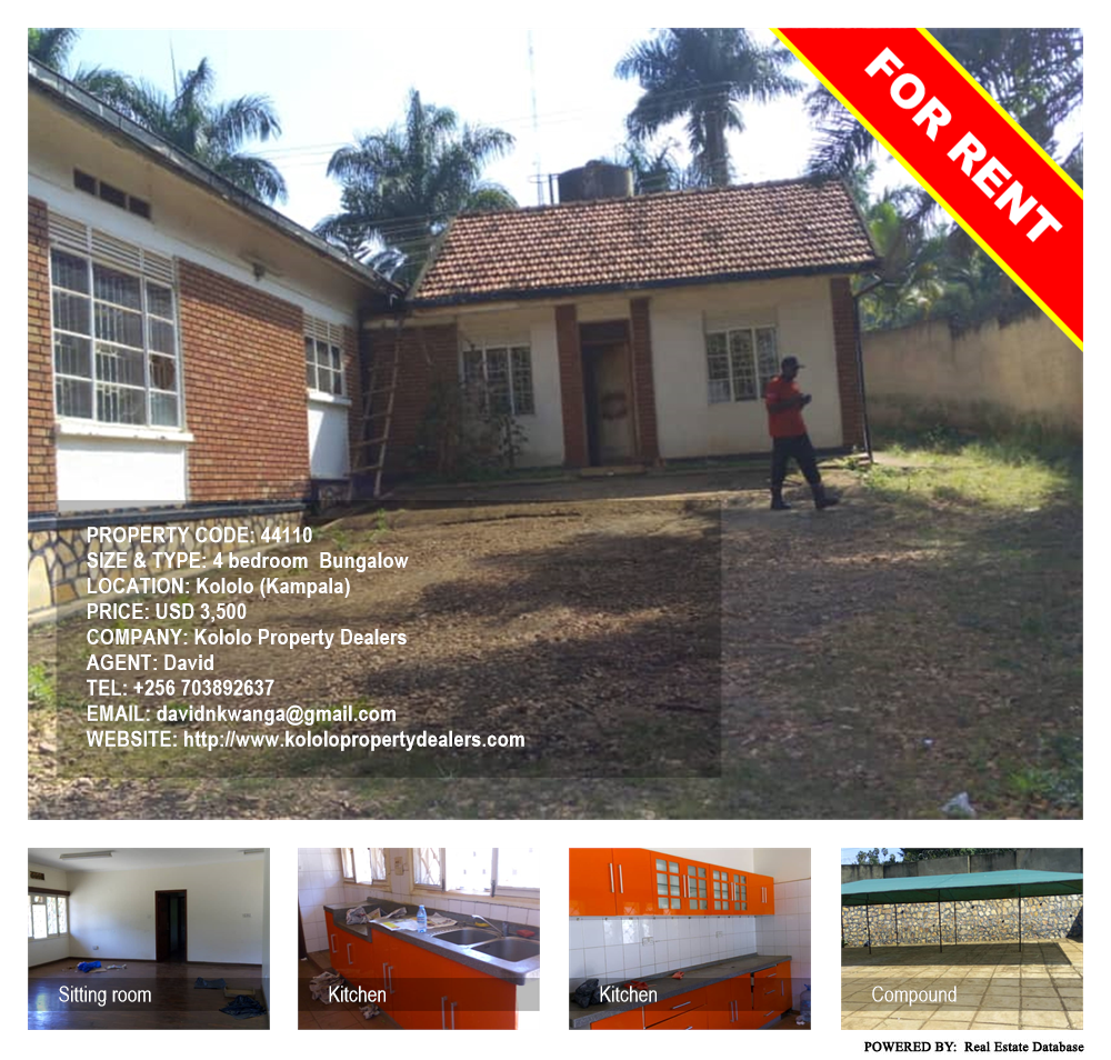 4 bedroom Bungalow  for rent in Kololo Kampala Uganda, code: 44110
