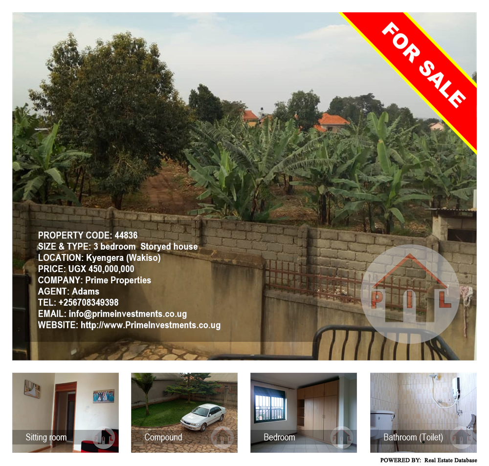 3 bedroom Storeyed house  for sale in Kyengela Wakiso Uganda, code: 44836