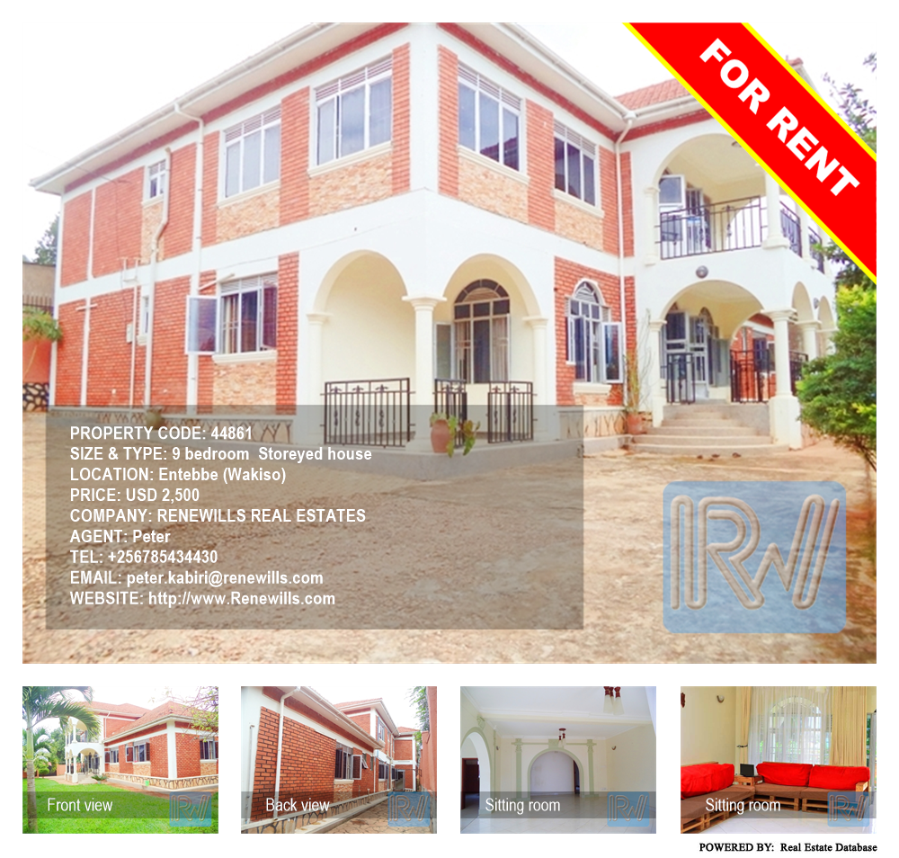 9 bedroom Storeyed house  for rent in Entebbe Wakiso Uganda, code: 44861