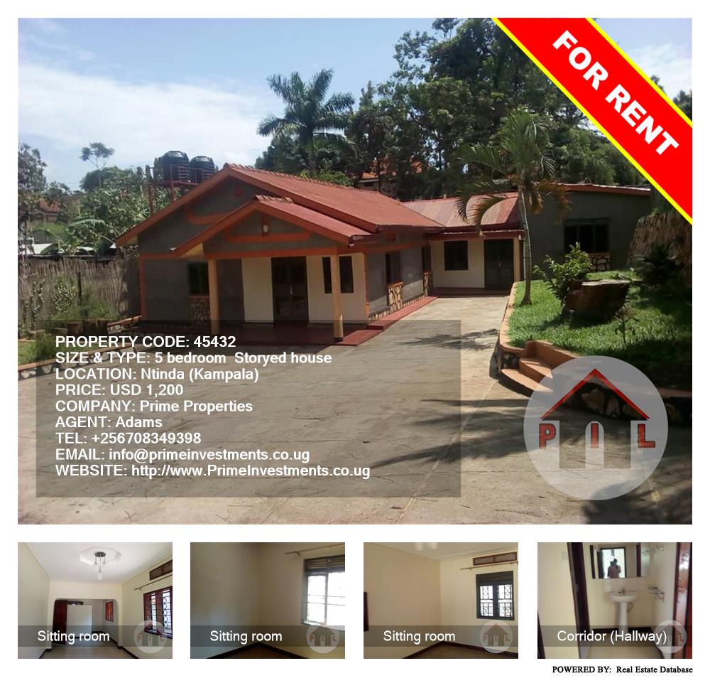 5 bedroom Storeyed house  for rent in Ntinda Kampala Uganda, code: 45432