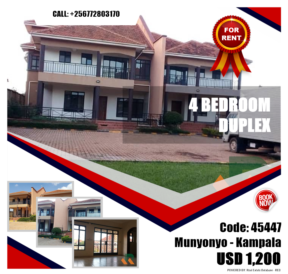 4 bedroom Duplex  for rent in Munyonyo Kampala Uganda, code: 45447