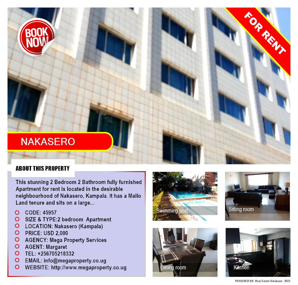 2 bedroom Apartment  for rent in Nakasero Kampala Uganda, code: 45957