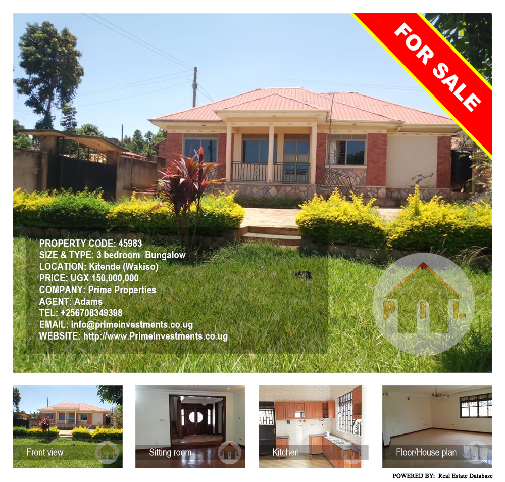 3 bedroom Bungalow  for sale in Kitende Wakiso Uganda, code: 45983