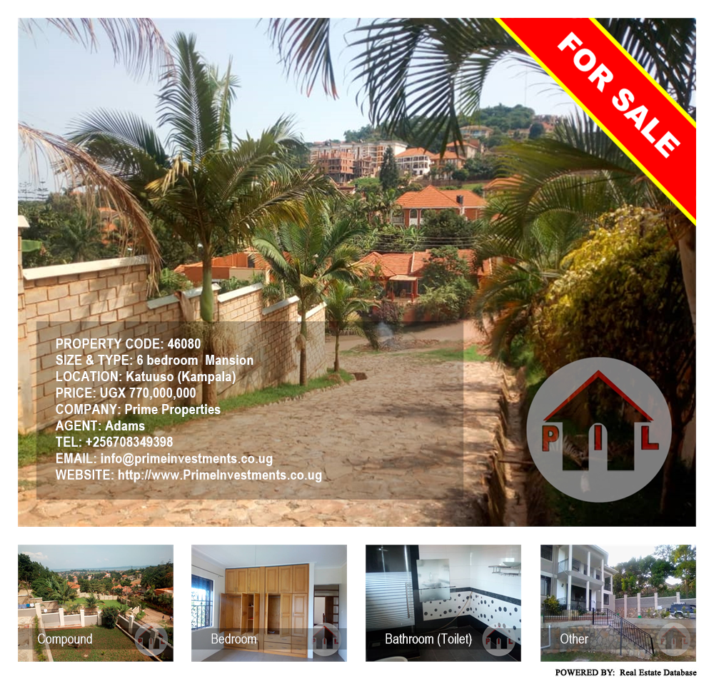6 bedroom Mansion  for sale in Katuuso Kampala Uganda, code: 46080