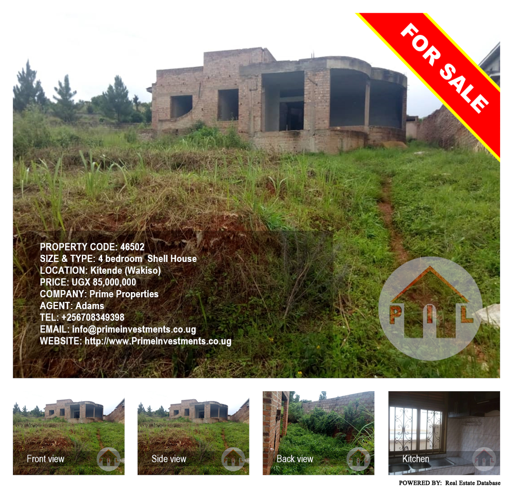 4 bedroom Shell House  for sale in Kitende Wakiso Uganda, code: 46502