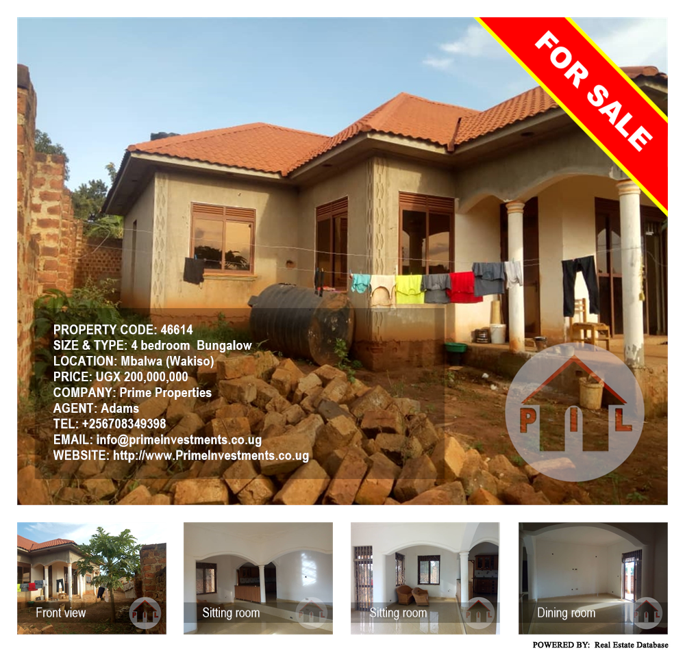 4 bedroom Bungalow  for sale in Mbalwa Wakiso Uganda, code: 46614