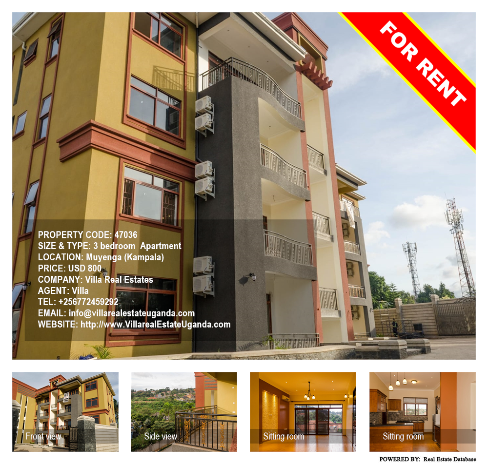 3 bedroom Apartment  for rent in Muyenga Kampala Uganda, code: 47036