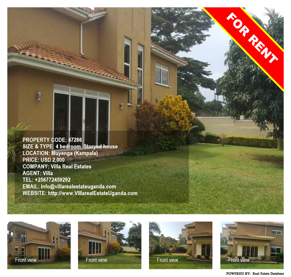 4 bedroom Storeyed house  for rent in Muyenga Kampala Uganda, code: 47266