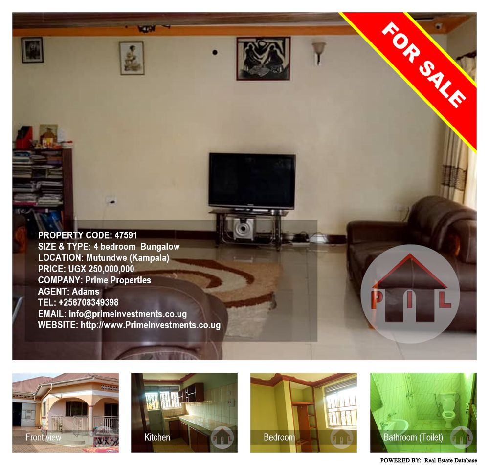 4 bedroom Bungalow  for sale in Mutundwe Kampala Uganda, code: 47591