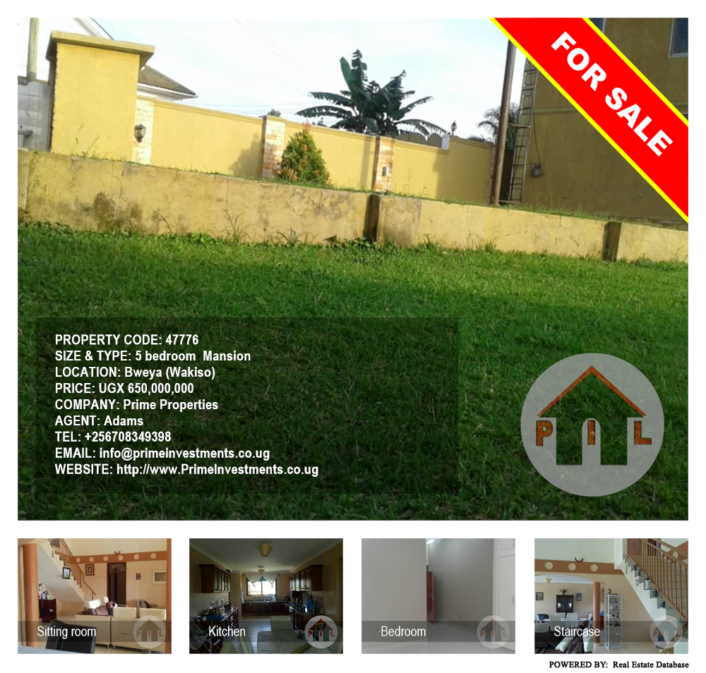 5 bedroom Mansion  for sale in Bweya Wakiso Uganda, code: 47776