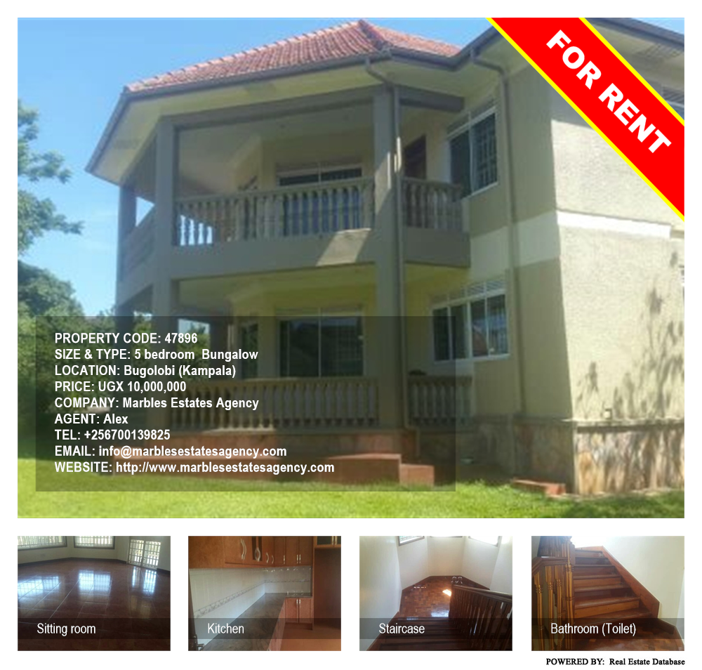 5 bedroom Bungalow  for rent in Bugoloobi Kampala Uganda, code: 47896