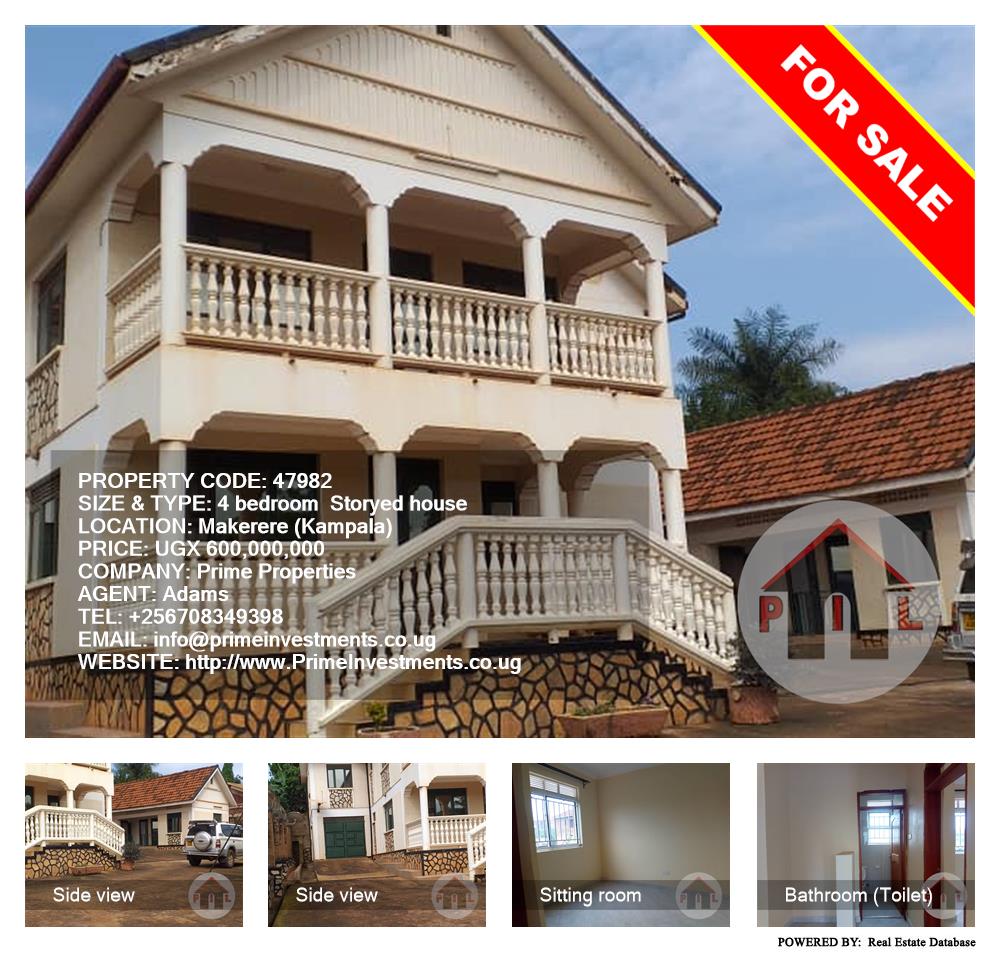 4 bedroom Storeyed house  for sale in Makerere Kampala Uganda, code: 47982