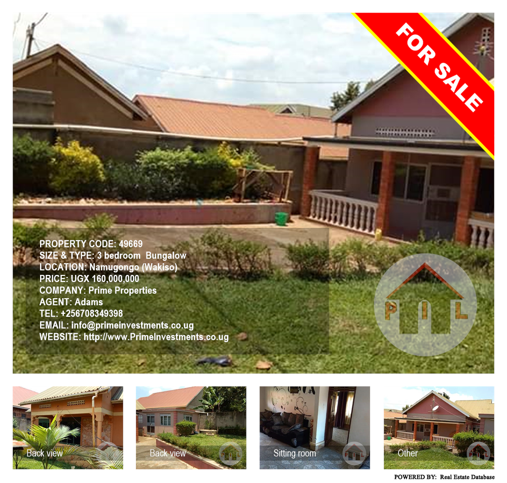 3 bedroom Bungalow  for sale in Namugongo Wakiso Uganda, code: 49669