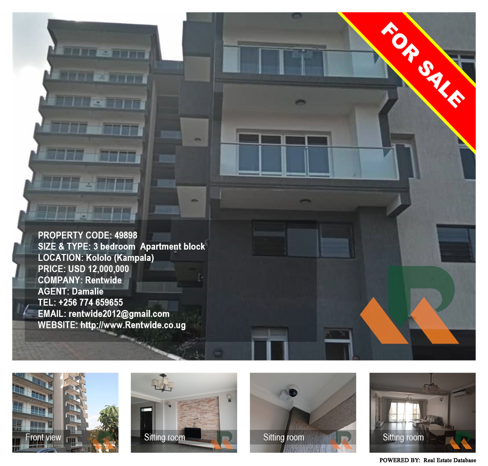 3 bedroom Apartment block  for sale in Kololo Kampala Uganda, code: 49898