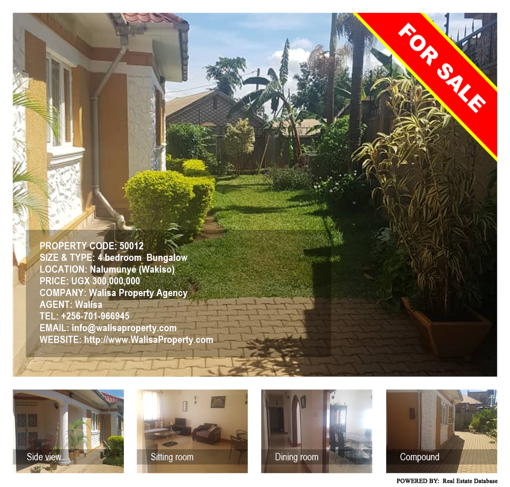 4 bedroom Bungalow  for sale in Nalumunye Wakiso Uganda, code: 50012