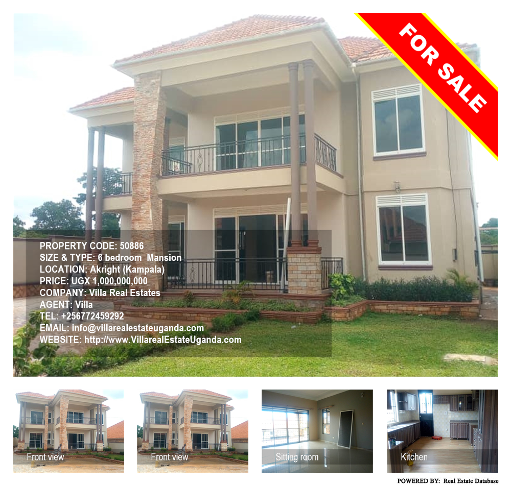 6 bedroom Mansion  for sale in Akright Kampala Uganda, code: 50886