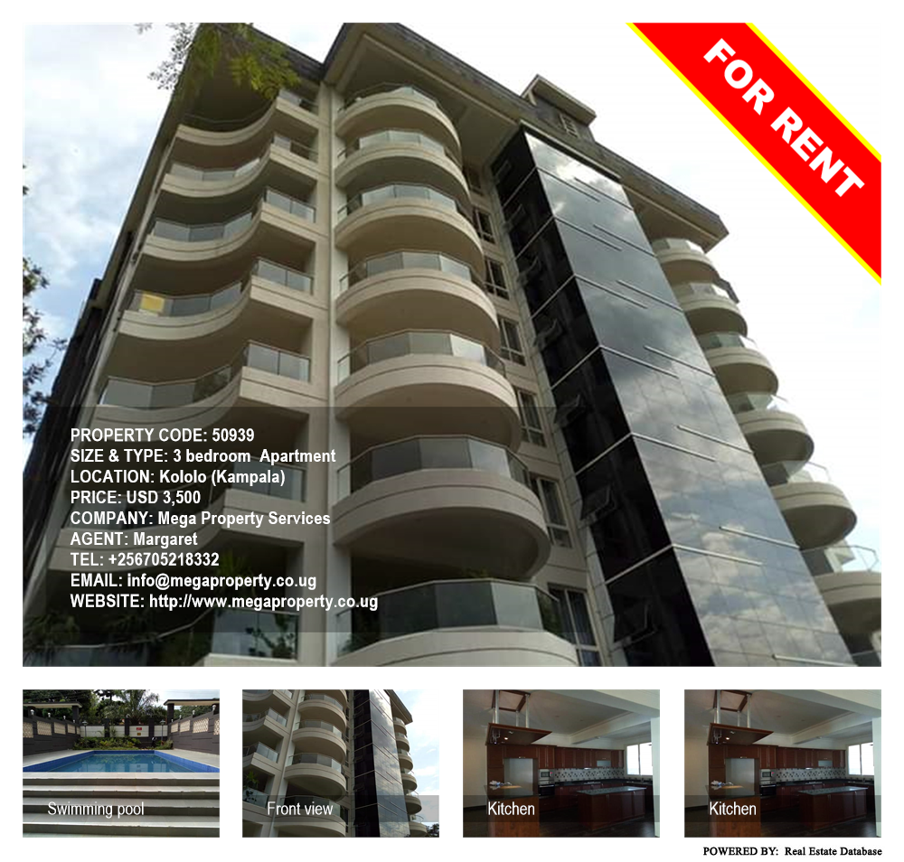 3 bedroom Apartment  for rent in Kololo Kampala Uganda, code: 50939