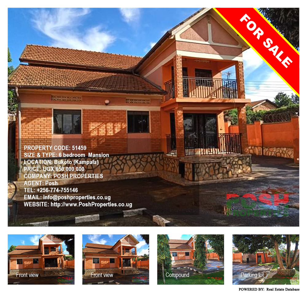 6 bedroom Mansion  for sale in Bukoto Kampala Uganda, code: 51459